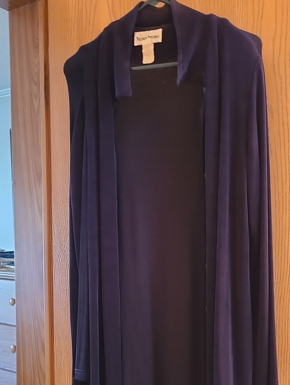 neon buddha deep purple open-front drape cardigan